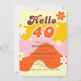 Hallo 40 Retro Golf Beweging Bloem Verjaardag Kaart