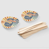 Hallo ₩ 40 Retro Sun Groovy Wave Verjaardag Handwaaier (Niet-gemonteerd)