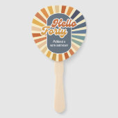 Hallo ₩ 40 Retro Sun Groovy Wave Verjaardag Handwaaier (Achterkant)