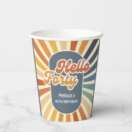 Hallo ₩ 40 Retro Sun Groovy Wave Verjaardag Papieren Bekers