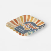 Hallo ₩ 40 Retro Sun Groovy Wave Verjaardag Papieren Bordje (Gebogen)