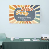 Hallo ₩ 40 Retro Sun Groovy Wave Verjaardag Spandoek (Beurs)