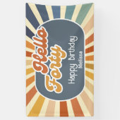 Hallo ₩ 40 Retro Sun Groovy Wave Verjaardag Spandoek (Verticaal)