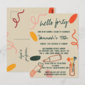 Hallo 40 Veertig wijnmakerij Lunch Verjaardag Briefkaart (Voorkant / Achterkant)