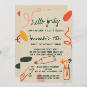 Hallo 40 Veertig wijnmakerij Lunch Verjaardag Kaart (Voorkant / Achterkant)