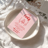 hallo 40e Hand getrokken roze rode taart Kaart