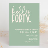 Hallo 40e verjaardag Moderne Sage Minimaal Kaart