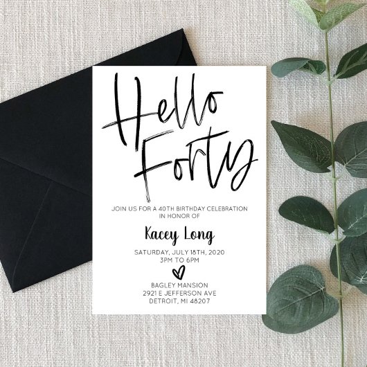 hallo 40e verjaardag uitnodiging