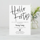 hallo 40e verjaardag uitnodiging (Staand voorkant)