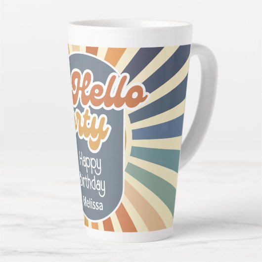 Hallo 40e verjaardag van de Retro Sun Groovy Wave Latte Mok (Rechterhoek)
