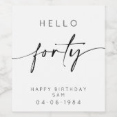hallo 40e verjaardag wijn etiket (Enkel label)
