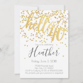 Hallo 40e verjaardag Witte en Gouden Confetti Kaart (Voorkant)