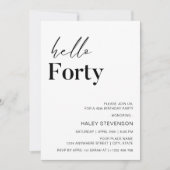 Hallo 40ste verjaardag van de moderne witte minima kaart (Voorkant)