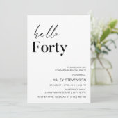 Hallo 40ste verjaardag van de moderne witte minima kaart (Staand voorkant)