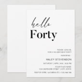 Hallo 40ste verjaardag van de moderne witte minima kaart (Voorkant / Achterkant)