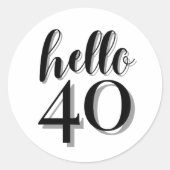 hallo 40ste verjaardagsfeestje ronde sticker (Voorkant)