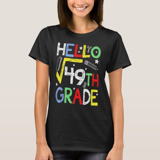 hallo 49 7e graad terug naar school Wiskunde T-shirt (Voorkant)