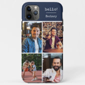 hallo! 4 Foto Collage Dark Blue, op maat gemaakt Case-Mate iPhone Case (Achterkant)