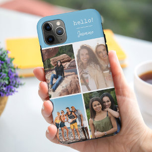 hallo! 4 Foto Collage Sky Blue op maat Case-Mate iPhone Case