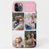 Hallo 4 Fotocollage  roze gepersonaliseerd Case-Mate iPhone Case (Achterkant)