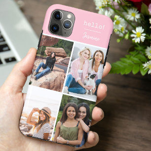 Hallo 4 Fotocollage  roze gepersonaliseerd Case-Mate iPhone Case