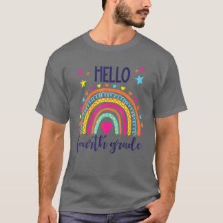 Hallo 4e klas Boho regenboog cadeau voor leraar T-shirt