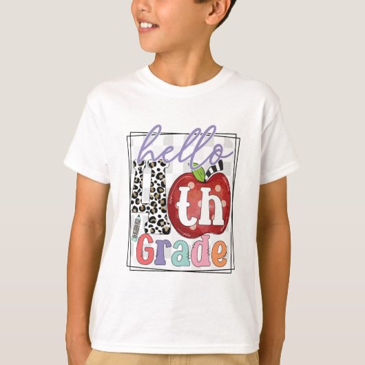 Hallo 4e klas, jongen of meisje t-shirt (Voorkant)