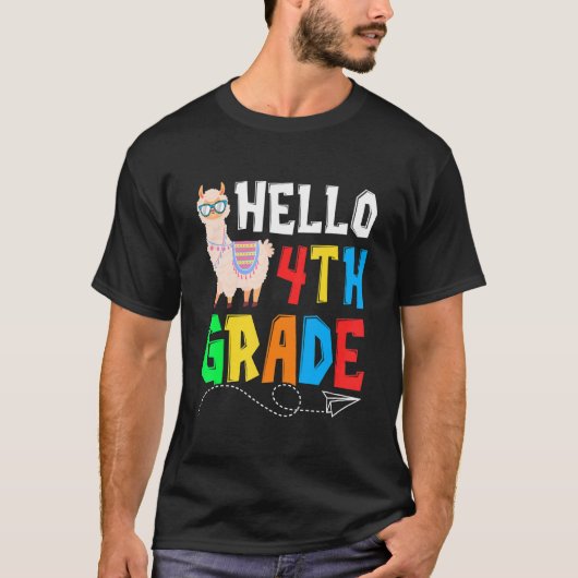 Hallo 4e klas Llama Happy First Day Of School T-shirt (Voorkant)