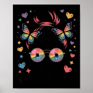 Hallo 4e klas Messy Hair Bun Meisje Terug Naar Sch Poster