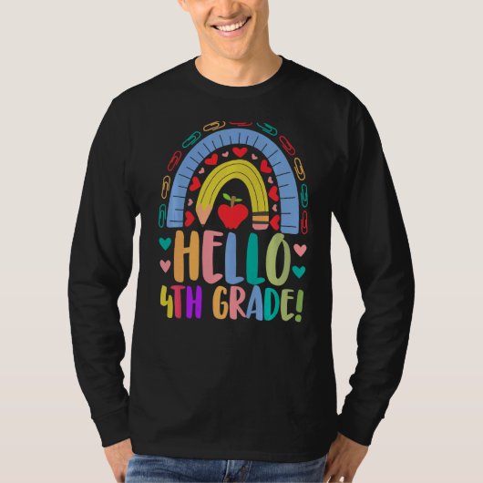 Hallo 4e klas School Rainbow Grade Acedamic T-shirt (Voorkant)