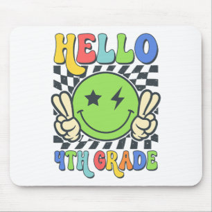 Hallo 4e klas sfeer Groovy glimlach gezicht Terug Muismat