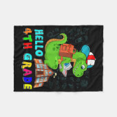 Hallo 4e klas T-rex met schooltas leest B Fleece Deken (Voorkant (Horizontaal))