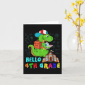 Hallo 4e klas T-rex met schooltas leest B Kaart (Gele Bloem)