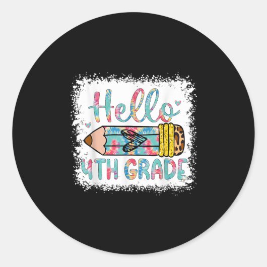 Hallo 4e klas terug naar school 4e klas student ronde sticker (Voorkant)