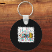 Hallo 4e klas terug naar school 4e klas student sleutelhanger (Voorkant)