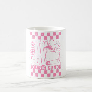 Hallo 4e klas terug naar school leraar roze koffiemok