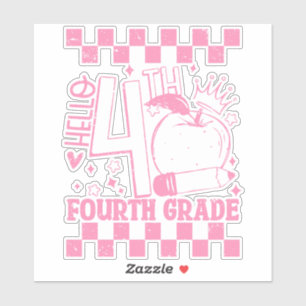 Hallo 4e klas terug naar school leraar roze sticker