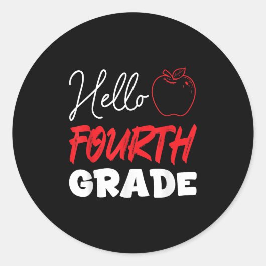 Hallo 4e leerjaar schooljaar 4e leerjaar kinderen ronde sticker (Voorkant)