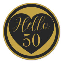 Hallo 50 50ste verjaardag Zwart en Gouden Hart