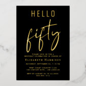 Hallo 50 Chic Script 50ste verpartij Folie Uitnodiging (Voorkant)