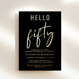 Hallo 50 Chic Script 50ste verpartij Folie Uitnodiging