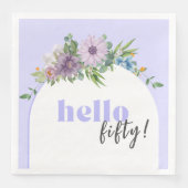 Hallo 50 - Delicate Bloemen lavendel 50e bday Servet (Voorkant)
