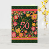 Hallo 50  Floral Fun Verjaardagsinspiratie Kaart (Gele Bloem)