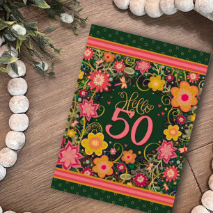 Hallo 50 Floral Fun Verjaardagsinspiratie Kaart
