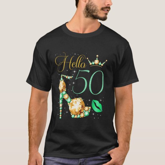 Hallo 50 jaar oud 50e verjaardag Bday Party Queen T-shirt (Voorkant)