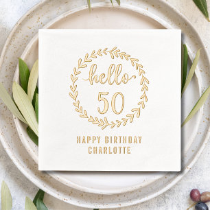 Hallo 50 Krans 50e verjaardag gepersonaliseerde na Folie Servetten