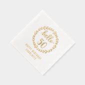 Hallo 50 Krans 50e verjaardag gepersonaliseerde na Folie Servetten (Rechts)