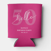 Hallo 50 | Modern Hot Pink 50ste verjaardag Custom Blikjeskoeler (Voorkant)