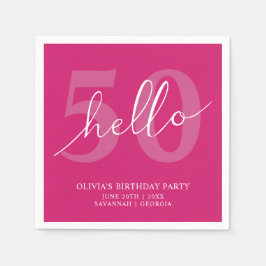 Hallo 50 | Modern Hot Pink 50ste verjaardag Custom Servet