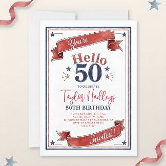 Hallo 50 Patriottische 50e Verjaardag Kaart